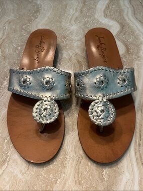 Jack Rogers Metallic platinum leather sandal
